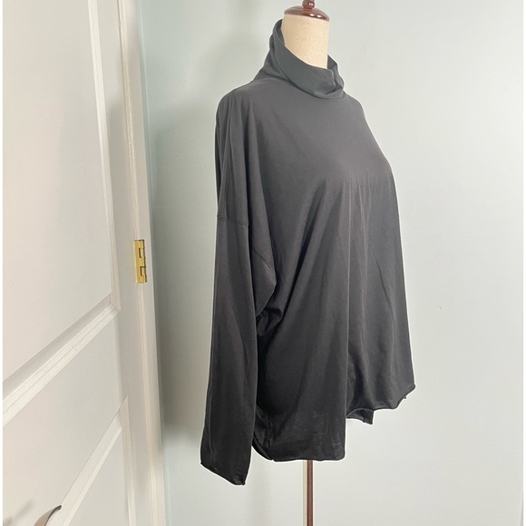 Eskandar black 100% prima cotton turtleneck top - Picture 7 of 11